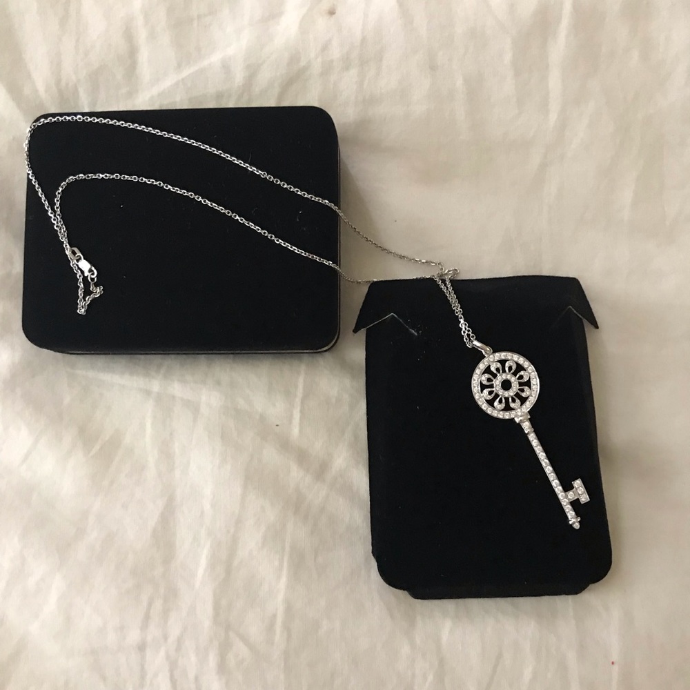 White Gold/ Diamond Encrusted Key Necklace